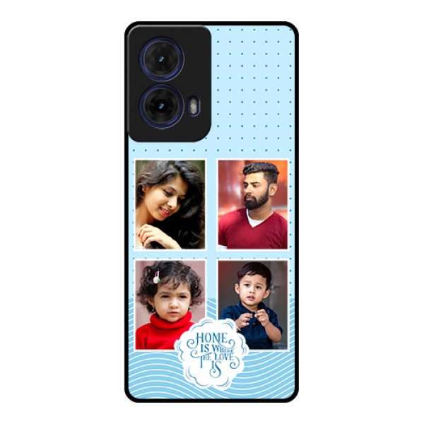 Moto G85 5G Custom Glass Phone Case - Cute Love Quote With 4 Pic Upload Design Moto G85 5G Custom Glass Phone Case - Cute Love Quote With 4 Pic Upload Design