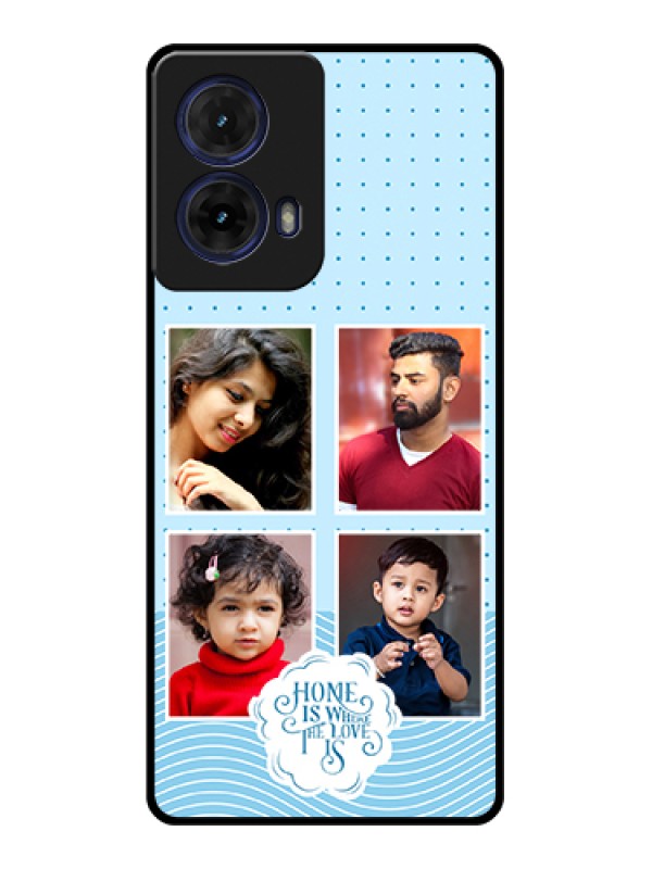 Custom Moto G85 5G Custom Glass Phone Case - Cute Love Quote With 4 Pic Upload Design