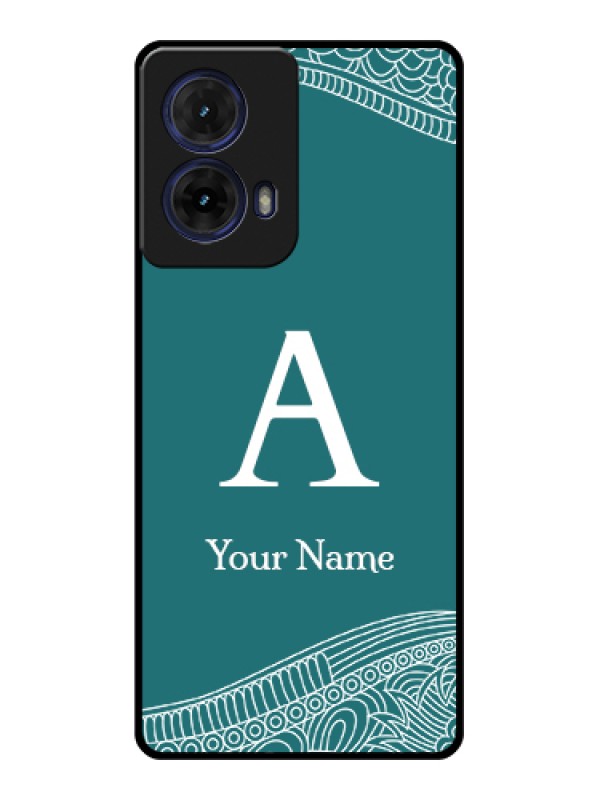 Custom Moto G85 5G Custom Glass Phone Case - Line Art Pattern With Custom Name Design