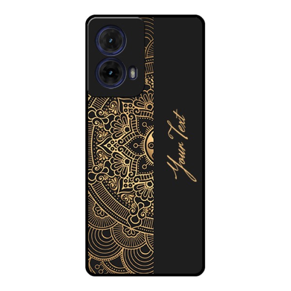 Moto G85 5G Custom Glass Phone Case - Mandala Art With Custom Text Design