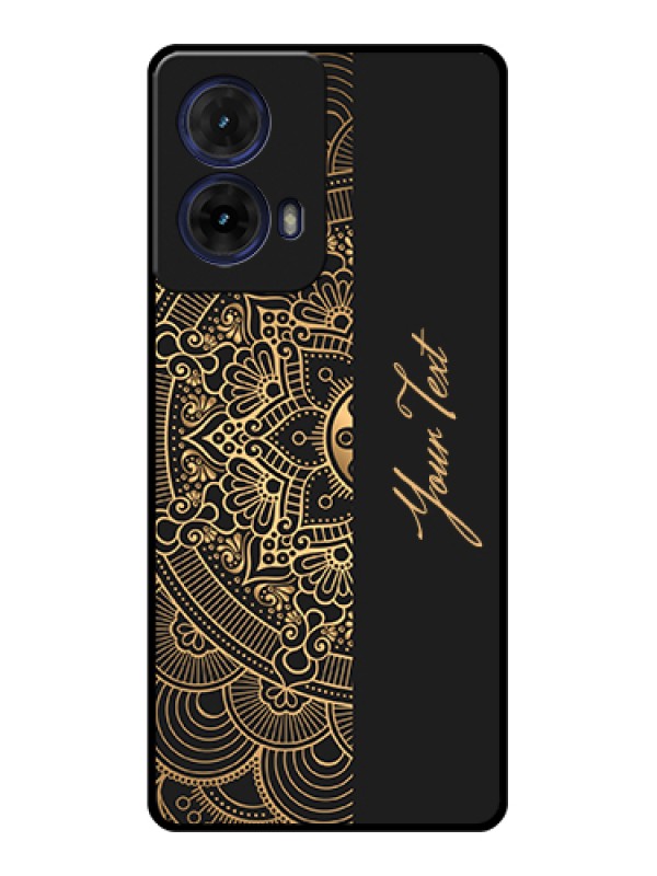Custom Moto G85 5G Custom Glass Phone Case - Mandala Art With Custom Text Design