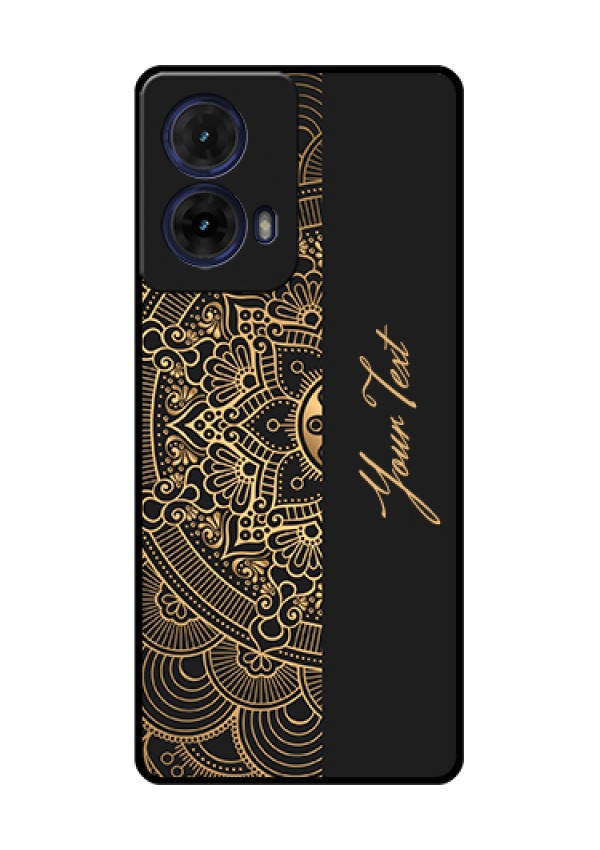 Moto G85 5G Custom Glass Phone Case - Mandala Art With Custom Text Design