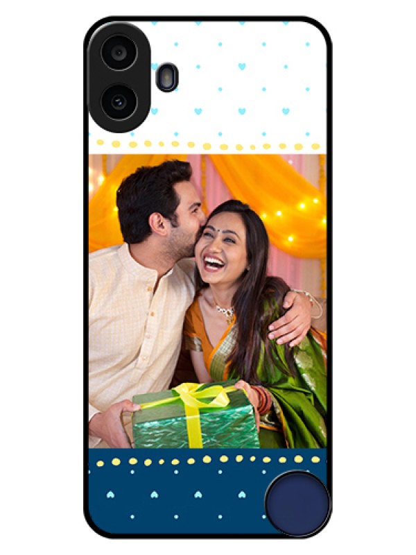 Custom Nothing CMF Phone 1 Custom Glass Phone Case - White And Blue Abstract Design