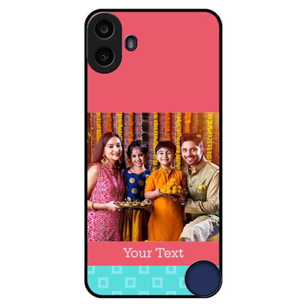 Nothing CMF Phone 1 Custom Glass Phone Case - Peach & Blue Color Design Nothing CMF Phone 1 Custom Glass Phone Case - Peach & Blue Color Design
