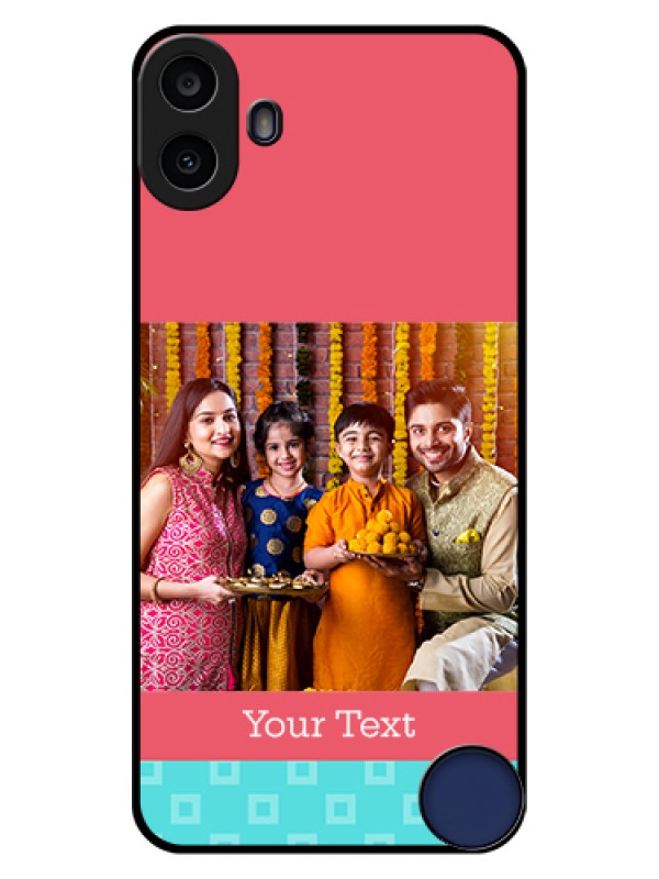 Custom Nothing CMF Phone 1 Custom Glass Phone Case - Peach & Blue Color Design