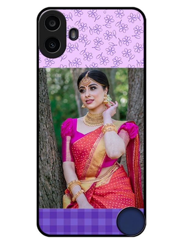 Custom Nothing CMF Phone 1 Custom Glass Phone Case - Purple Floral Design