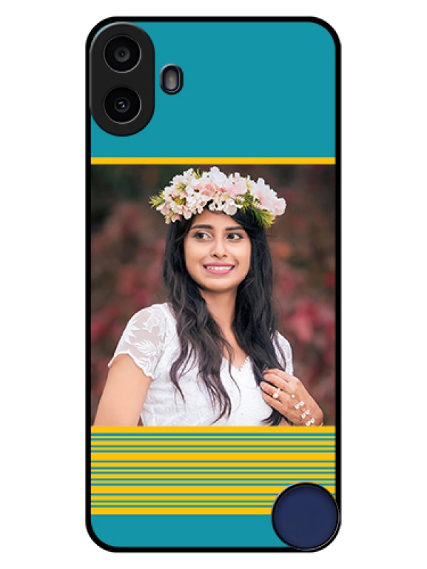 Custom Nothing CMF Phone 1 Custom Glass Phone Case - Yellow & Blue Design