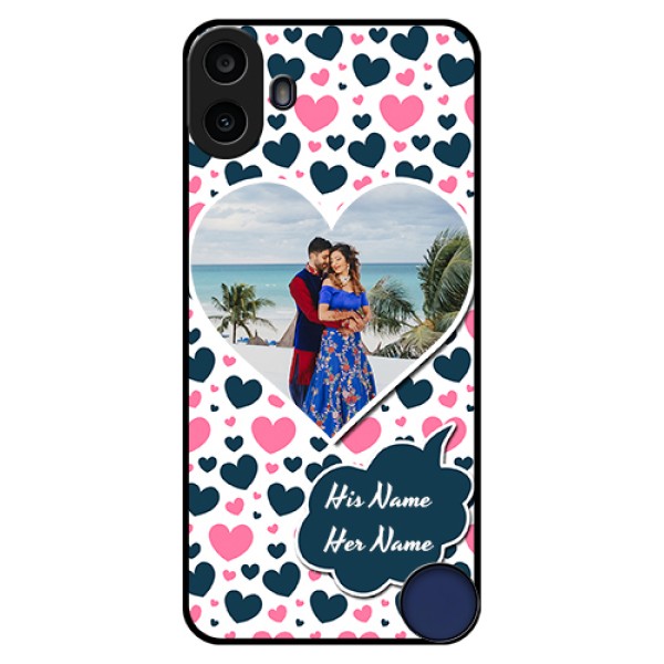 Nothing CMF Phone 1 Custom Glass Phone Case - Pink & Blue Heart Design Nothing CMF Phone 1 Custom Glass Phone Case - Pink & Blue Heart Design