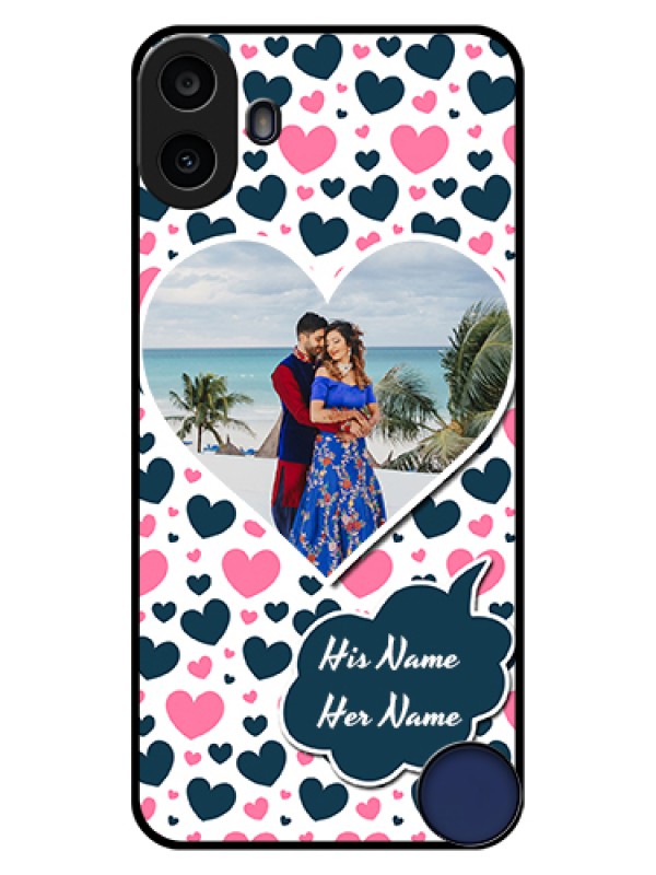 Custom Nothing CMF Phone 1 Custom Glass Phone Case - Pink & Blue Heart Design