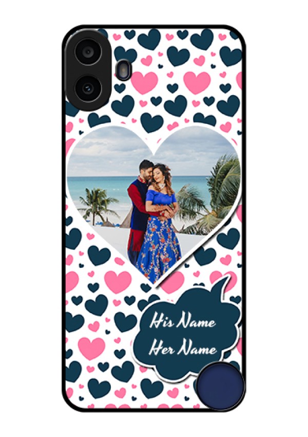 Nothing CMF Phone 1 Custom Glass Phone Case - Pink & Blue Heart Design