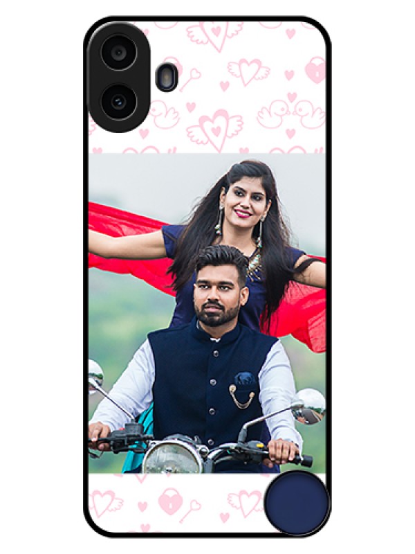 Custom Nothing CMF Phone 1 Custom Glass Phone Case - Pink Flying Heart Design