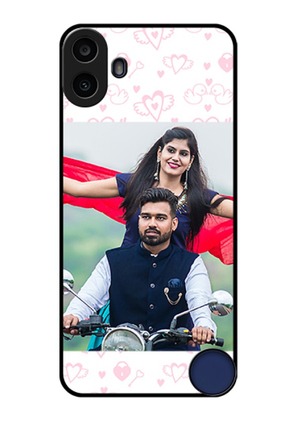 Nothing CMF Phone 1 Custom Glass Phone Case - Pink Flying Heart Design