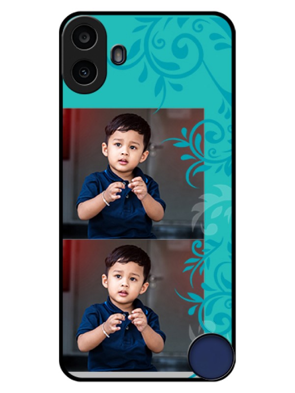 Custom Nothing CMF Phone 1 Custom Glass Phone Case - With Photo And Green Floral Design