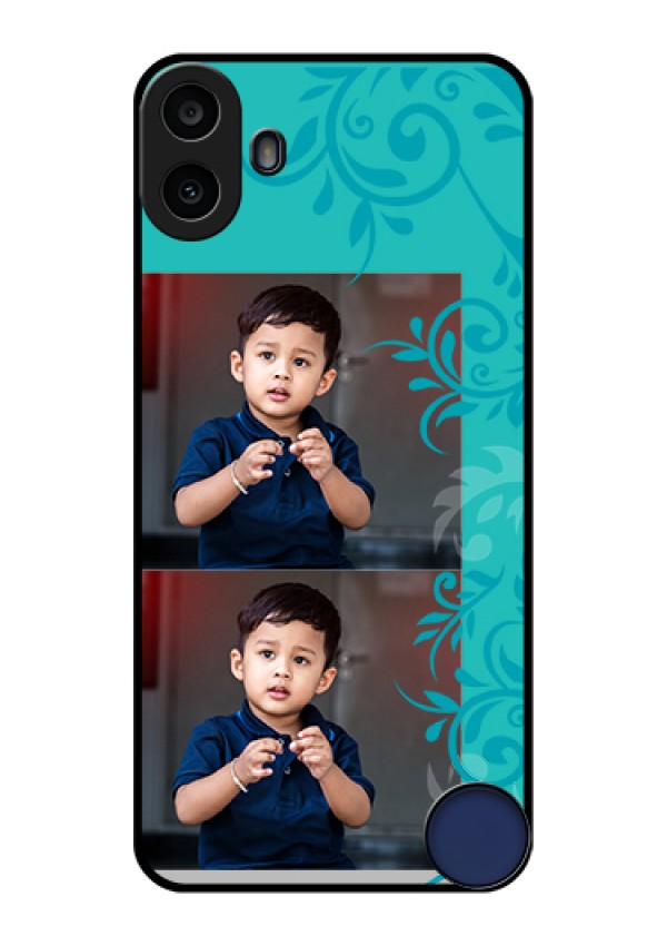 Nothing CMF Phone 1 Custom Glass Phone Case - With Photo And Green Floral Design