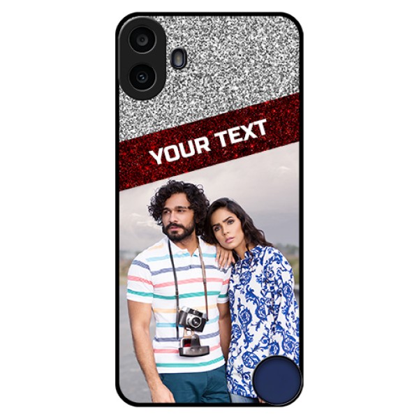 Nothing CMF Phone 1 Custom Glass Phone Case - Image Holder With Glitter Strip Design Nothing CMF Phone 1 Custom Glass Phone Case - Image Holder With Glitter Strip Design