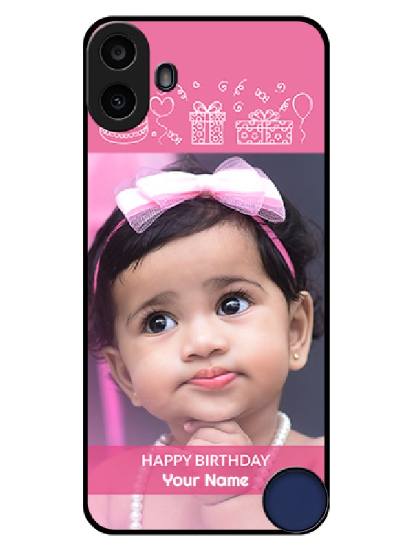 Custom Nothing CMF Phone 1 Custom Glass Phone Case - With Birthday Line Art Design