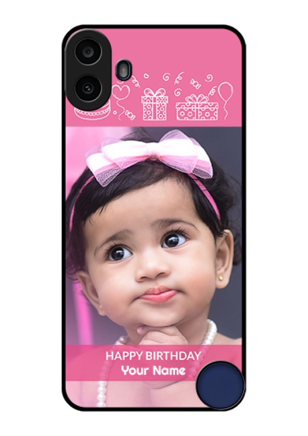 Nothing CMF Phone 1 Custom Glass Phone Case - With Birthday Line Art Design
