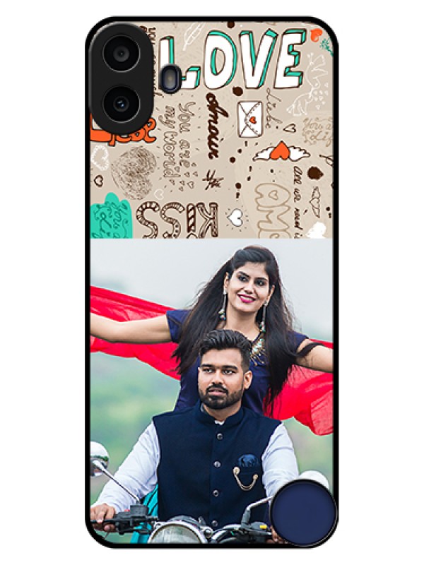 Custom Nothing CMF Phone 1 Custom Glass Phone Case - Love Doodle Pattern