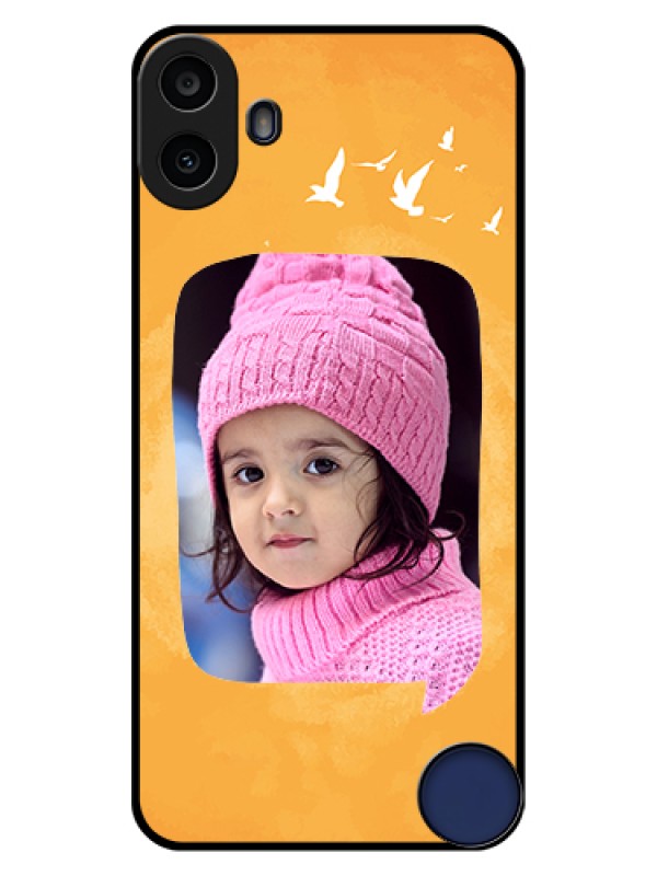 Custom Nothing CMF Phone 1 Custom Glass Phone Case - Water Color Design With Bird Icons