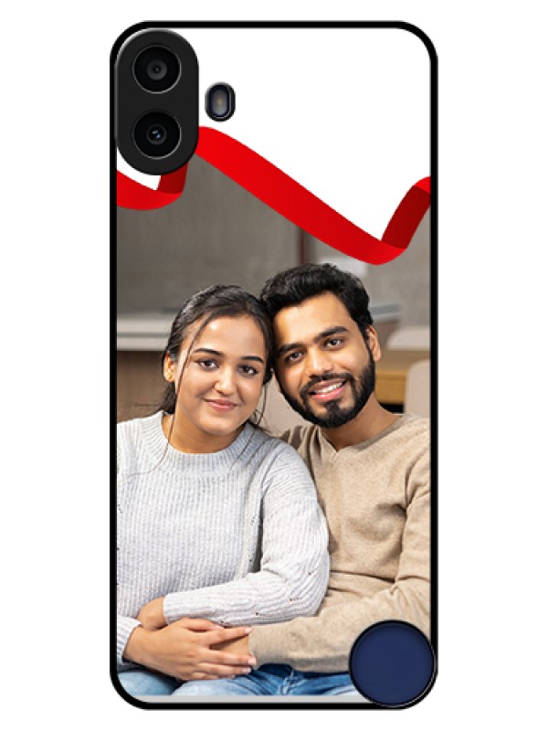 Custom Nothing CMF Phone 1 Custom Glass Phone Case - Red Ribbon Frame Design