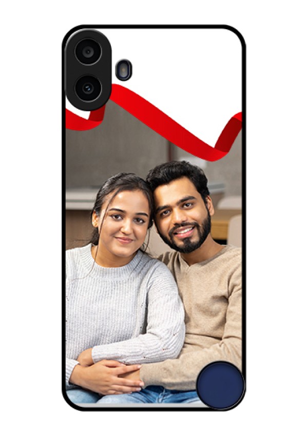 Nothing CMF Phone 1 Custom Glass Phone Case - Red Ribbon Frame Design