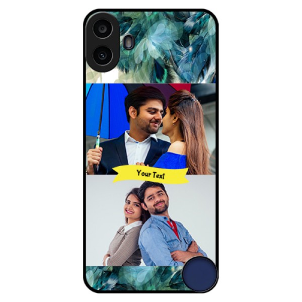 Nothing CMF Phone 1 Custom Glass Phone Case - Image With Boho Peacock Feather Design