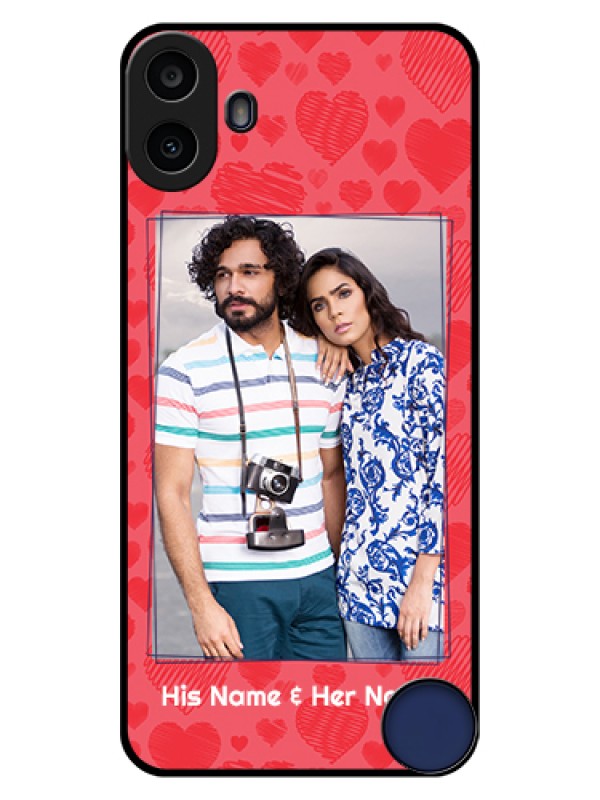 Custom Nothing CMF Phone 1 Custom Glass Phone Case - With Red Heart Symbols Design