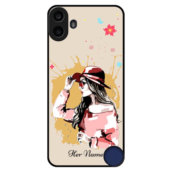 Nothing CMF Phone 1 Custom Glass Phone Case - Women With Pink Hat Design Nothing CMF Phone 1 Custom Glass Phone Case - Women With Pink Hat Design