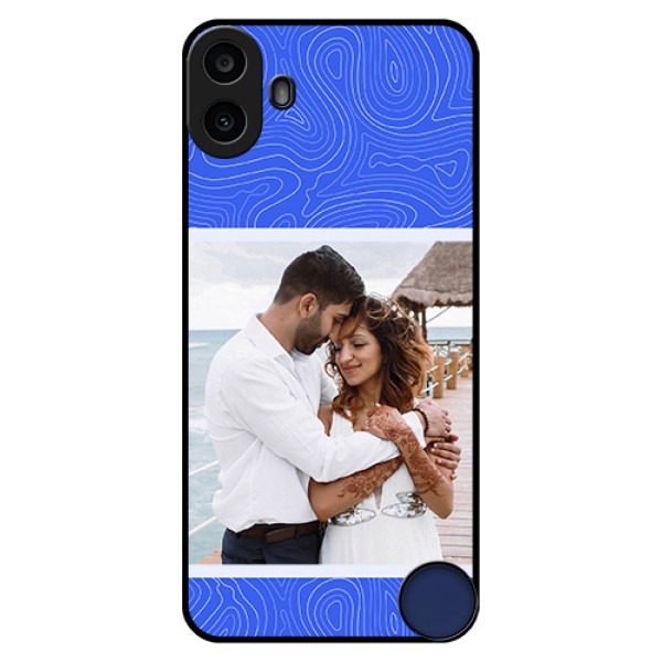 Nothing CMF Phone 1 Custom Glass Phone Case - Curved Line Art With Blue And White Design Nothing CMF Phone 1 Custom Glass Phone Case - Curved Line Art With Blue And White Design