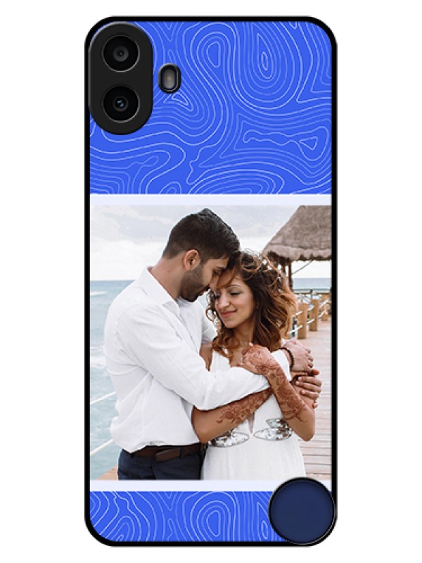 Custom Nothing CMF Phone 1 Custom Glass Phone Case - Curved Line Art With Blue And White Design