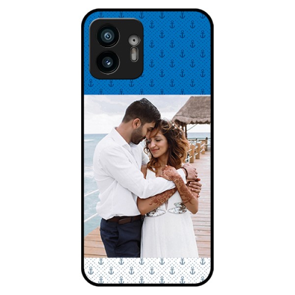 Nothing Phone 2 Custom Glass Phone Case - Blue Anchors Design