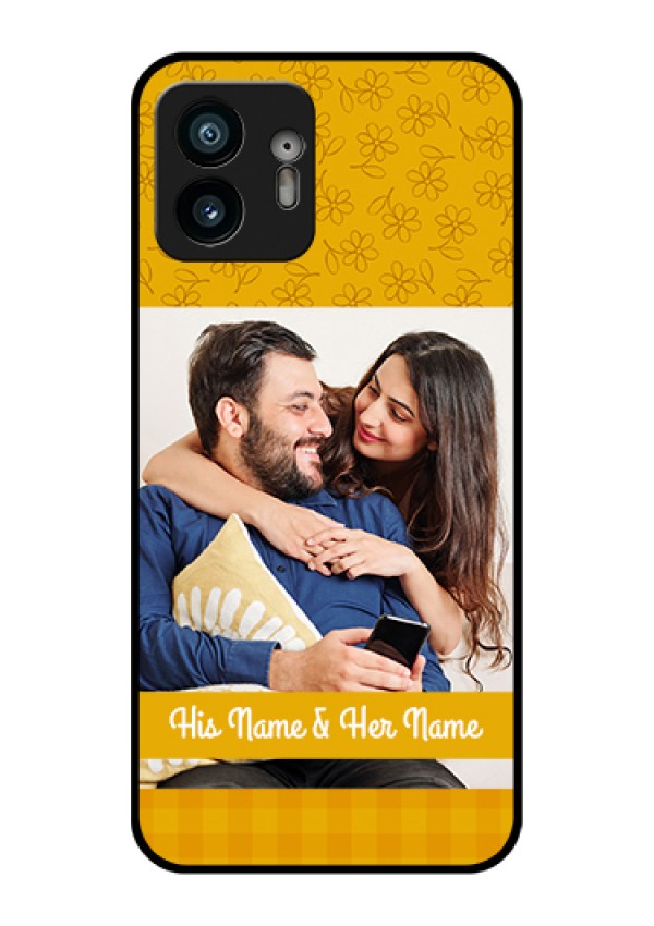 Nothing Phone 2 Custom Glass Phone Case - Yellow Floral Design