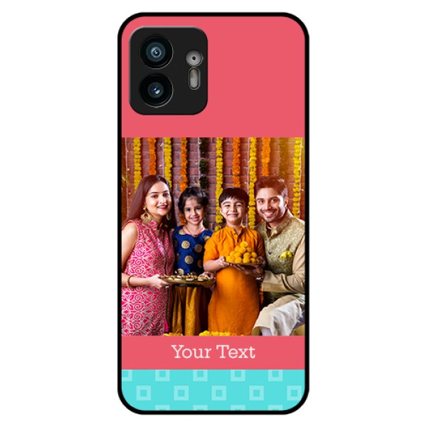 Nothing Phone 2 Custom Glass Phone Case - Peach & Blue Color Design Nothing Phone 2 Custom Glass Phone Case - Peach & Blue Color Design