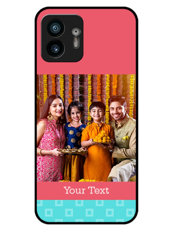 Custom Nothing Phone 2 Custom Glass Phone Case - Peach & Blue Color Design