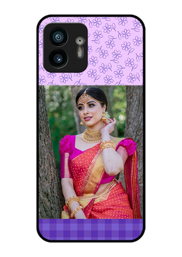 Nothing Phone 2 Custom Glass Phone Case - Purple Floral Design