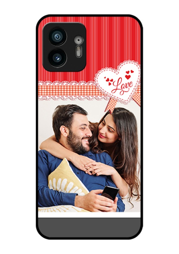 Nothing Phone 2 Custom Glass Phone Case - Red Love Pattern Design