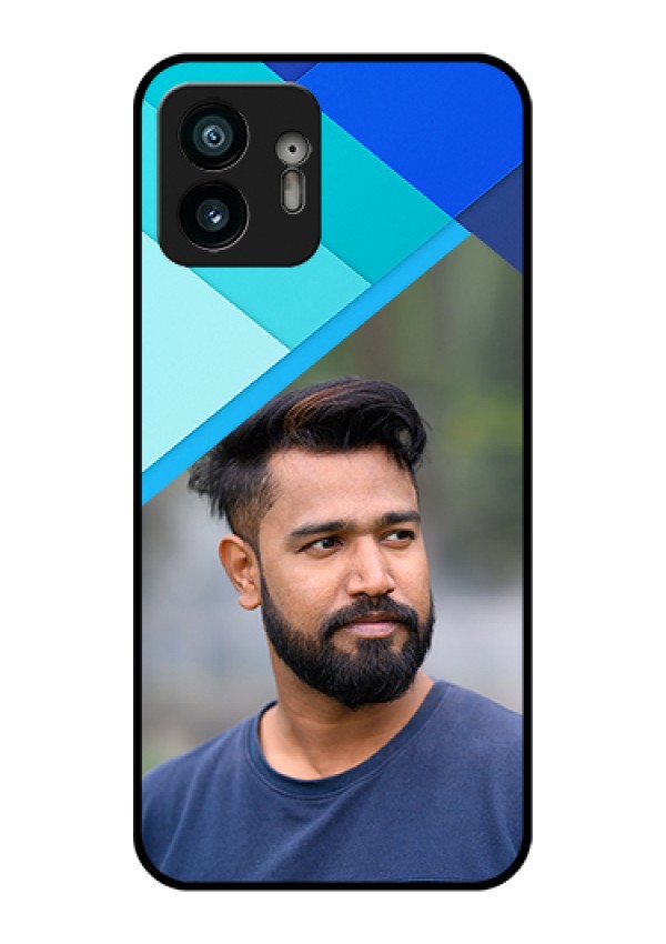 Nothing Phone 2 Custom Glass Phone Case - Blue Pattern Design