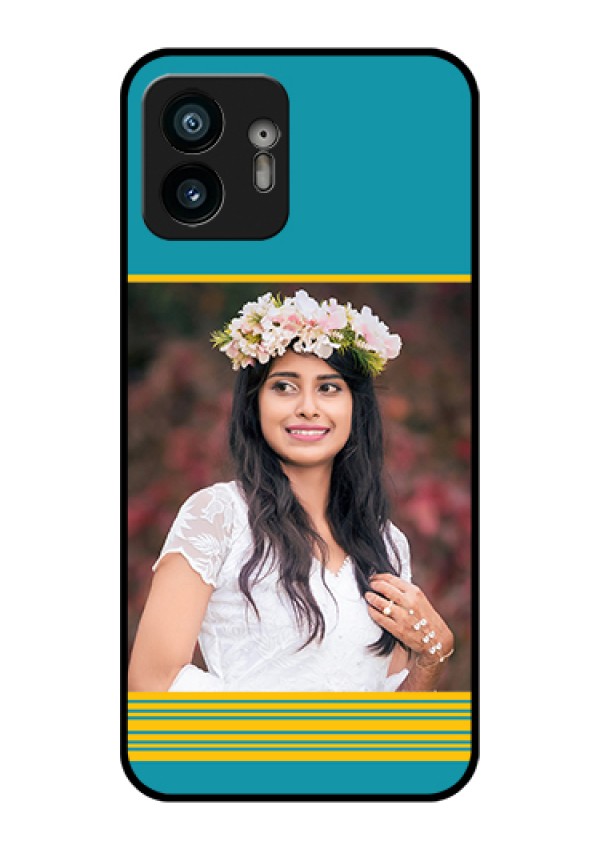 Nothing Phone 2 Custom Glass Phone Case - Yellow & Blue Design