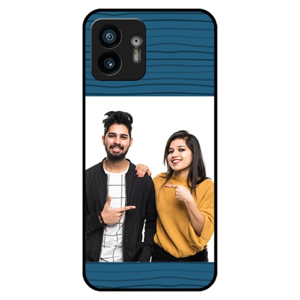 Nothing Phone 2 Custom Glass Phone Case - Blue Pattern Cover Design Nothing Phone 2 Custom Glass Phone Case - Blue Pattern Cover Design