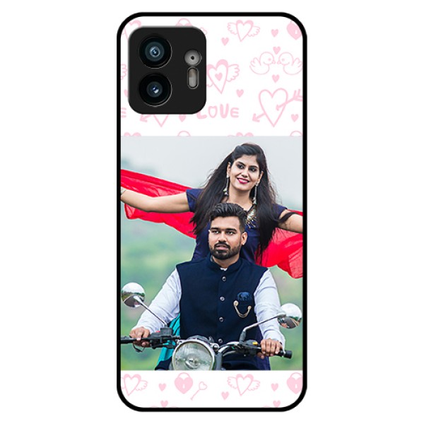 Nothing Phone 2 Custom Glass Phone Case - Pink Flying Heart Design Nothing Phone 2 Custom Glass Phone Case - Pink Flying Heart Design