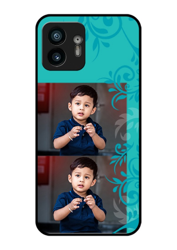 Nothing Phone 2 Custom Glass Phone Case - With Photo And Green Floral Design