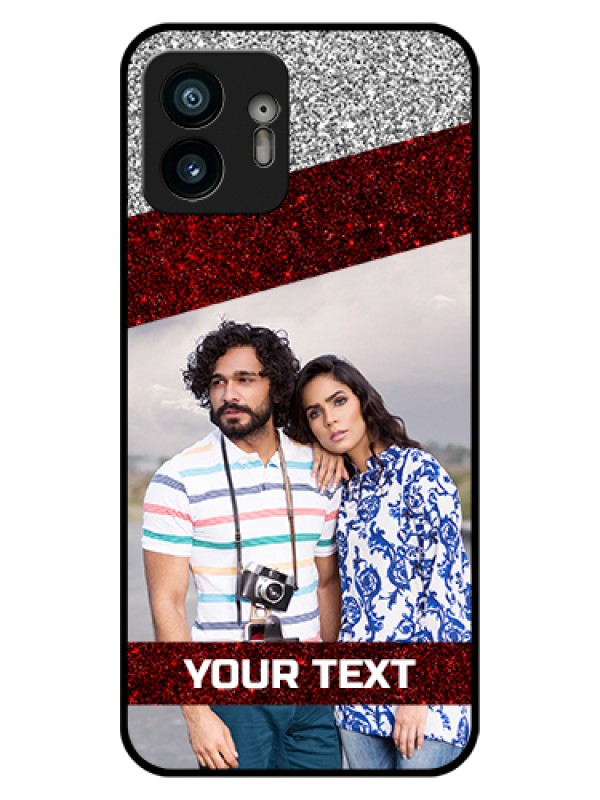 Custom Nothing Phone 2 Custom Glass Phone Case - Image Holder With Glitter Strip Design