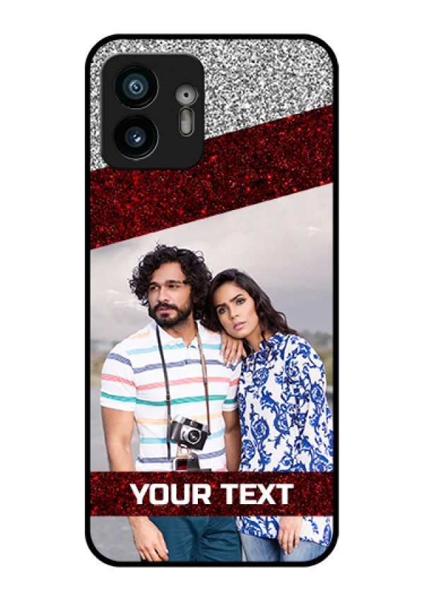 Nothing Phone 2 Custom Glass Phone Case - Image Holder With Glitter Strip Design