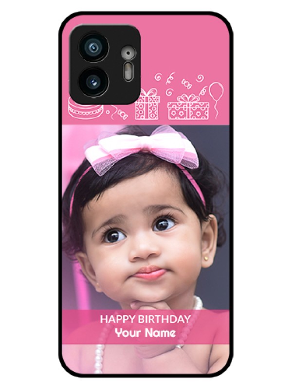 Custom Nothing Phone 2 Custom Glass Phone Case - With Birthday Line Art Design