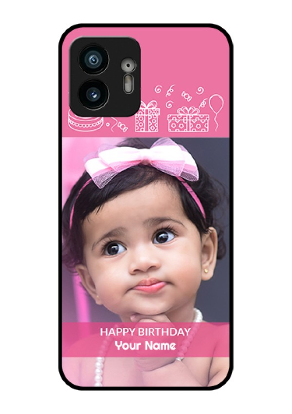 Nothing Phone 2 Custom Glass Phone Case - With Birthday Line Art Design
