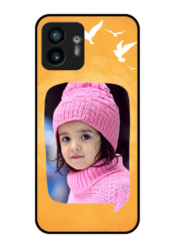 Nothing Phone 2 Custom Glass Phone Case - Water Color Design With Bird Icons