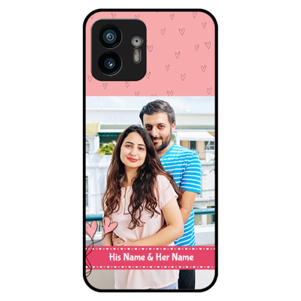 Nothing Phone 2 Custom Glass Phone Case - Love Design Peach Color Nothing Phone 2 Custom Glass Phone Case - Love Design Peach Color