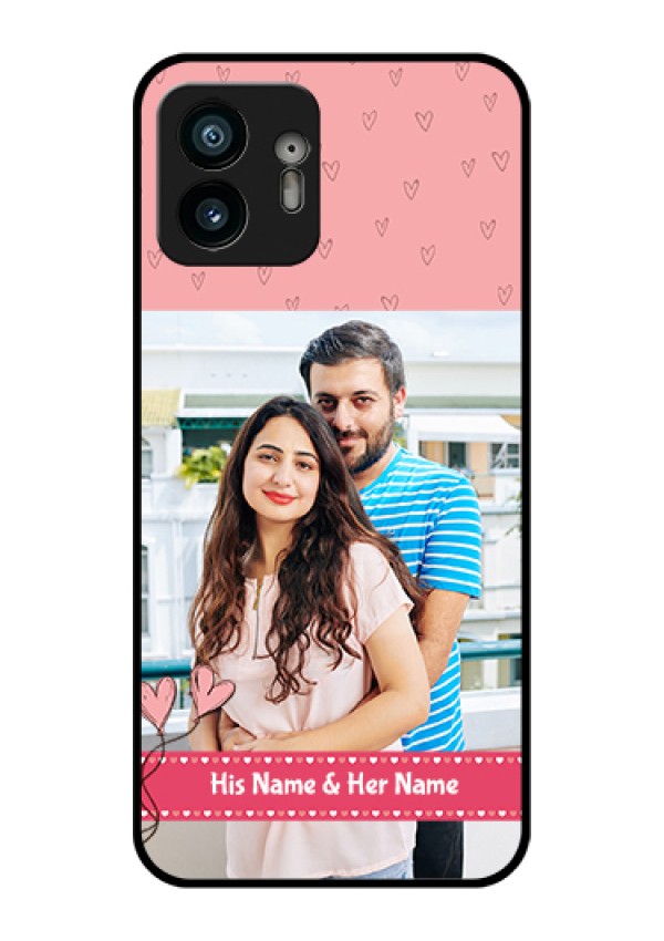 Nothing Phone 2 Custom Glass Phone Case - Love Design Peach Color