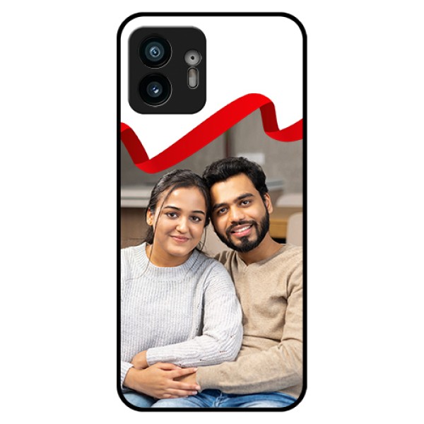 Nothing Phone 2 Custom Glass Phone Case - Red Ribbon Frame Design