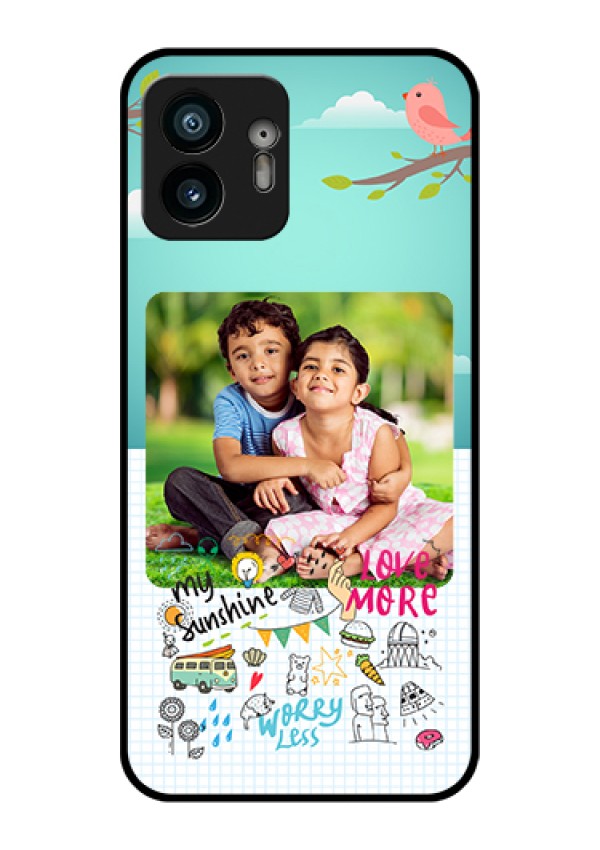 Nothing Phone 2 Custom Glass Phone Case - Doodle Love Design